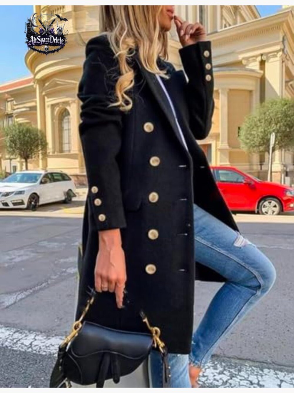 Wool Pea Coat Double Breasted Trench Midi Length Fall Winter - Picture 2 of 5